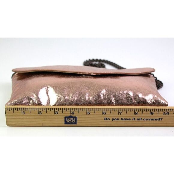 J.CREW PINK GOLD COATED CANVAS CHAIN STRAP ENVELOP SHOULDER BAG HANDBAG CLUTCH - Picture 10 of 12